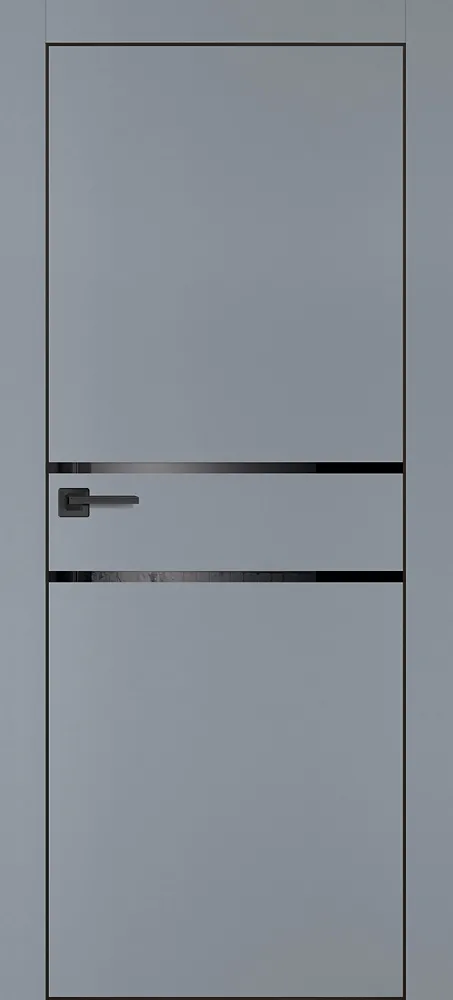 Фото Межкомнатная дверь PX-18 черная кромка с 4-х ст. Серый матовый
